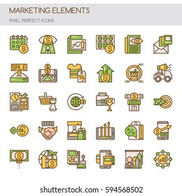 Marketing Elements  , Thin Line and Pixel Perfect Icons