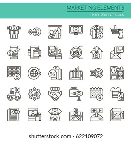 Marketing Elements  , Thin Line and Pixel Perfect Icons