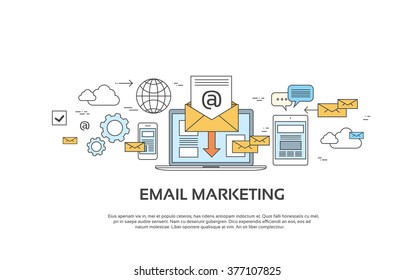 Marketing Email Laptop Envelope Send Business Mail Device Entertainment Vector Illustration