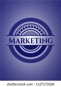 Marketing emblem with jean texture