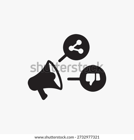 Marketing Feedback and Social Media Interaction Icons Set with Megaphone, Share and Dislike Symbol
