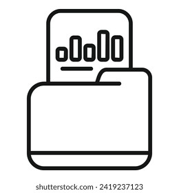 vector de contorno de icono de carpeta de archivo de marketing. Reclamación móvil. Búsqueda de documentos