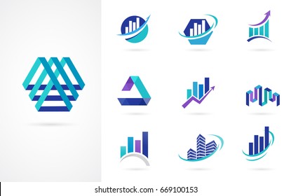 Marketing, finance, sales, media and business logos and icons