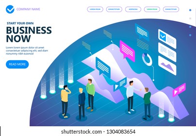 Marketing and finance vector isometric concept