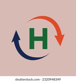 Marketing And Financial Business Logo. H Financial Logo Template with Marketing Growth Arrow