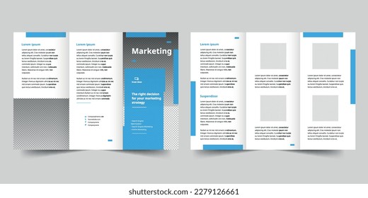 Marketing Firm trifold brochure template. A clean, modern, and high-quality design tri fold brochure vector design. Editable and customize template brochure