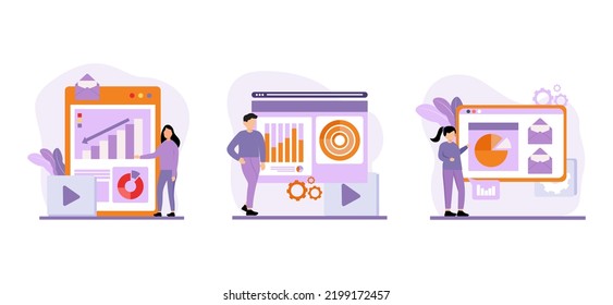 Design-Illustration für Marketingflat-Pakete