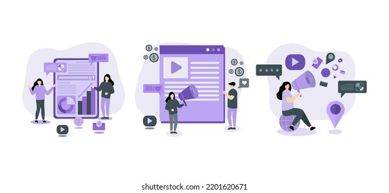 Design-Illustration für Marketingflat-Pakete