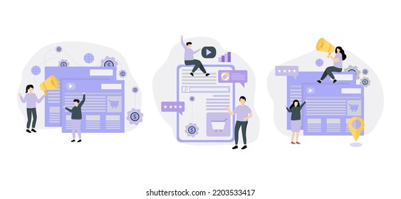 Marketing Flat Bundle Design Illustration