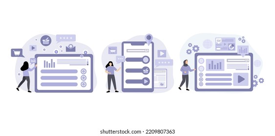 Ilustración de diseño de paquete plano de marketing
