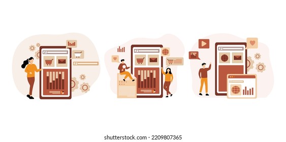 Ilustración de diseño de paquete plano de marketing