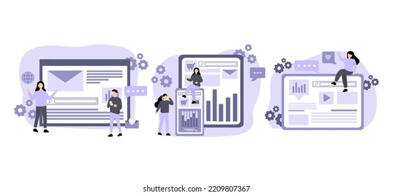 Ilustración de diseño de paquete plano de marketing