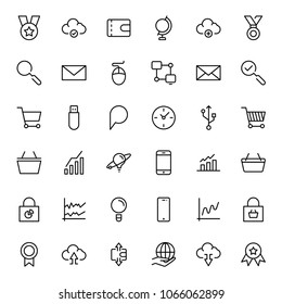 Marketing flat icon set. Single high quality outline symbol of info for web design or mobile app. Thin line signs for design logo, visit card, etc. Outline logo of graphic marketing