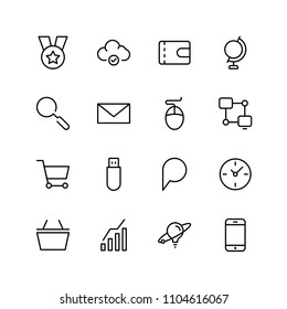 Marketing flat icon set. Single high quality outline symbol of info for web design or mobile app. Thin line signs for design logo, visit card, etc. Outline logo of graphic marketing