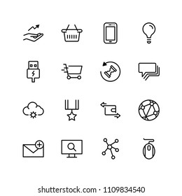 Marketing flat icon set. Single high quality outline symbol of info for web design or mobile app. Thin line signs for design logo, visit card, etc. Outline logo of graphic marketing