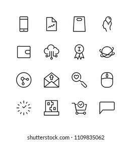 Marketing flat icon set. Single high quality outline symbol of info for web design or mobile app. Thin line signs for design logo, visit card, etc. Outline logo of graphic marketing