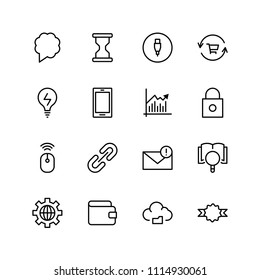Marketing flat icon set. Single high quality outline symbol of info for web design or mobile app. Thin line signs for design logo, visit card, etc. Outline logo of graphic marketing