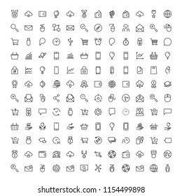Marketing flat icon set. Single high quality outline symbol of info for web design or mobile app. Thin line signs for design logo, visit card, etc. Outline logo of graphic marketing