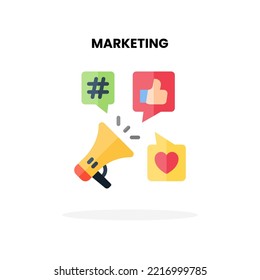 Icono plano de marketing. Ilustración vectorial sobre fondo blanco. Se puede usar para productos digitales, presentación, interfaz de usuario y muchos más.