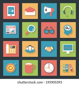 Marketing flat icons set