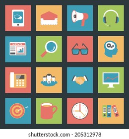 Marketing flat icons set