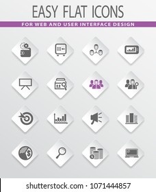 Marketing flat vector icons for user interface design