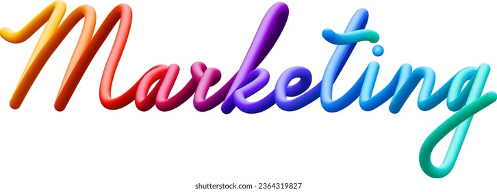 Comercialización de texto fluido con líneas curvas dinámicas de círculos coloridos mezclados. Ilustración vectorial.