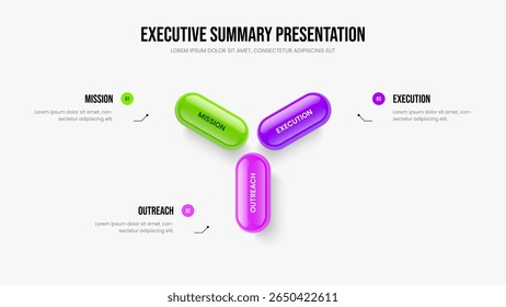 Marketing Forecast Frame Design Vector Illustration. Company Plan 3 Option Diagram Presentation Template. Financial Growth Three Element Infographic Slideshow Layout.