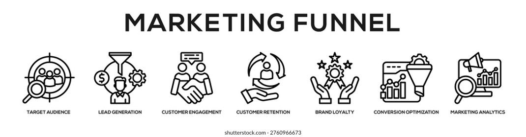 Marketing Funnel web banner icon illustration concept