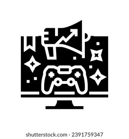 vector de icono de glifo de desarrollo de juegos de marketing. signo de desarrollo de juegos de marketing. ilustración de símbolo aislado
