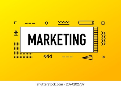 Marketing, geometry banner on yellow background. Vector illustration.