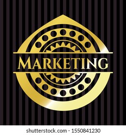 Marketing gold emblem or badge. Vector Illustration. Detailed.