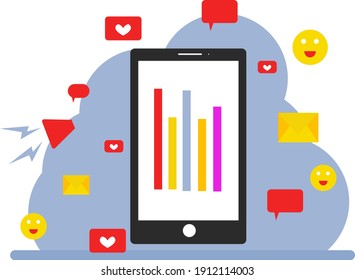 Marketing graph, illustration, vector on a white background.