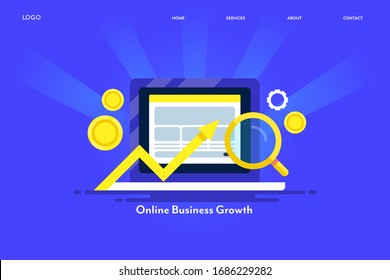 Marketing growth, Digital business development, Return on investment - conceptual vector landing page template