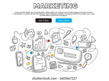 marketing hand draw flat design. vector illustration