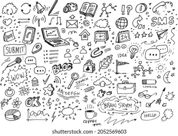 Marketing hand drawn vector doodles