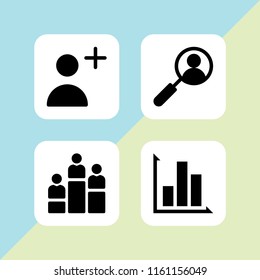 marketing icon. 4 marketing set with rank, follow, graph and search vector icons for web and mobile app