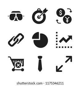 marketing icon. 9 marketing vector icons set. analytics, links and pie chart icons for web and design about marketing theme