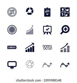 Marketing icon. collection of 16 marketing filled and outline icons such as board, zoom in, graph, money growth, dart, xy, wb. editable marketing icons for web and mobile.