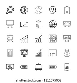 Marketing icon. collection of 25 marketing outline icons such as board, graph, graph on display, graph on board. editable marketing icons for web and mobile.