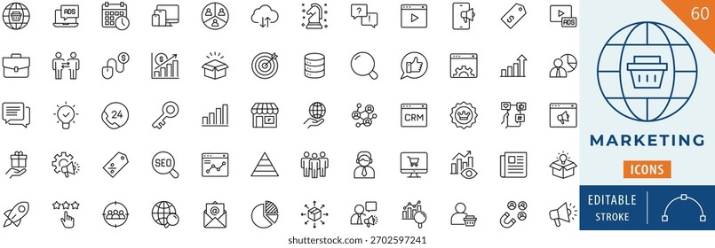 Marketing icon collection set. Editable stroke.
