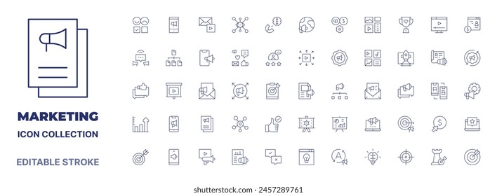 Marketing icon collection. Thin line icon. Editable stroke. Editable stroke. Marketing icons for web and mobile app.