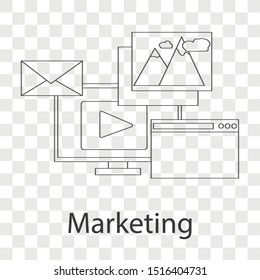 Marketing icon concept on transparency background. Business storytelling creative design. Line vector illustration use for you web page.