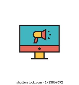 ilustración vectorial de esquema rellenada por icono de marketing. aislado sobre fondo blanco