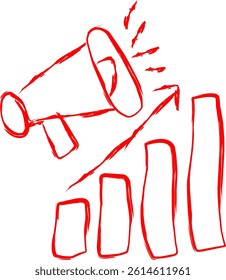 marketing icon in scribble style. red line scribble icon