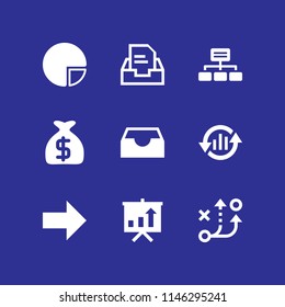 marketing icon set with analytics, pie chart and inbox vector icons for web and graphic design