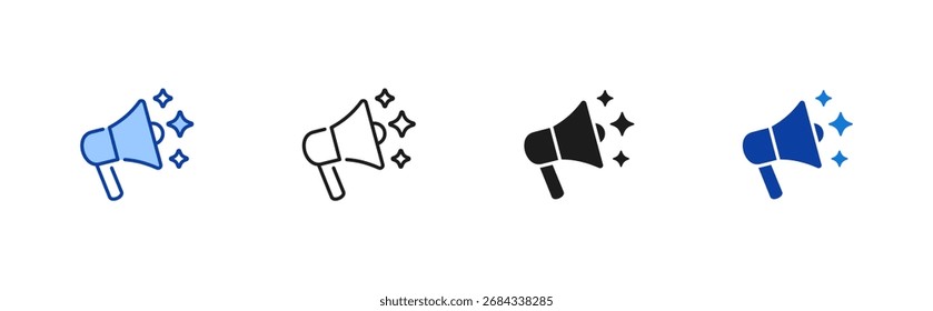 Conjunto de iconos de marketing que contiene iconos vectoriales de línea, azul y estilo de glifo