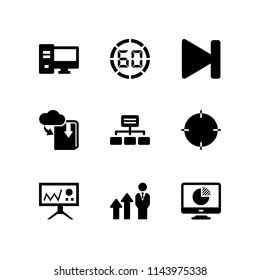 marketing icon set with hierarchical structure, pie chart and next vector icons for web and graphic design