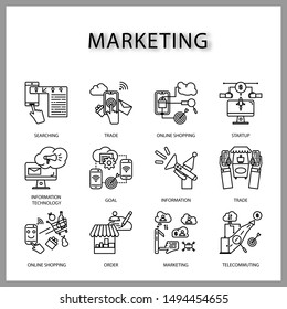 marketing icon set isolated on white background for web design