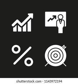 marketing icon set with line chart, target and percentage vector icons for web and graphic design